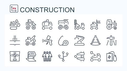 A set of vector illustrations, linear icons Stock Illustration