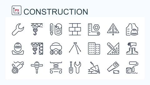 A set of vector illustrations, linear icons Stock Illustration