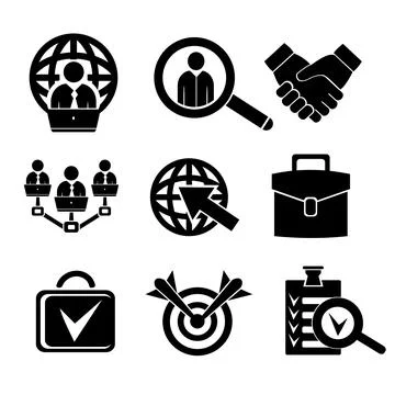 A set of vector illustrations, logos, business icons. Stock Illustration
