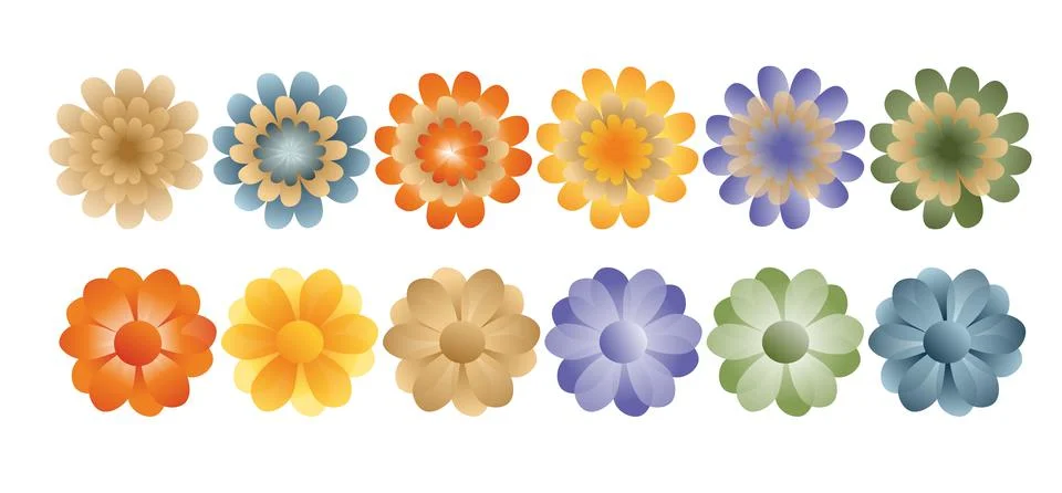 Set of vector illustrations of multicolored colors, gradient Stock Illustration