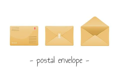 Set of vector illustrations of  paper envelopes. Mail delivery. Illustration