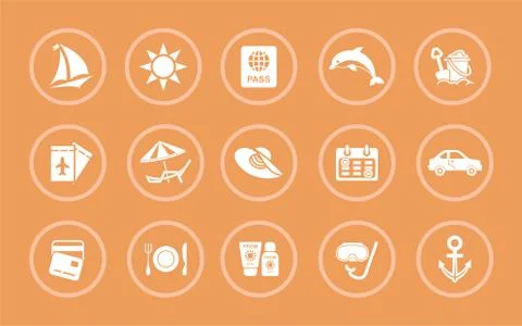 A set of vector illustrations for registration of a subject of a travel and h Stock Illustration