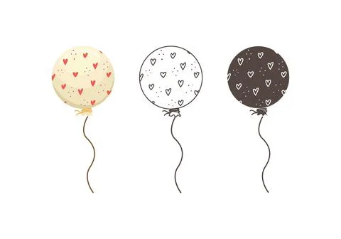 Set of vector illustrations of a round balloons. Illustration for Valentine's Illustrazione stock