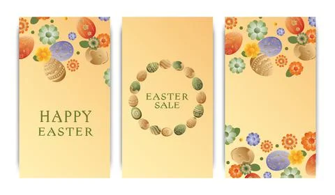 Set of vector illustrations, story templates, postcards, Easter theme, rabbit Stockillustratie