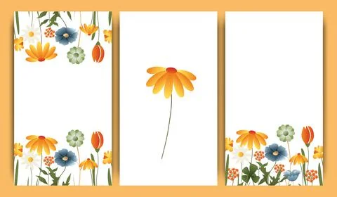 Set of vector illustrations, story templates, postcards, floral theme, spring Stock Illustration