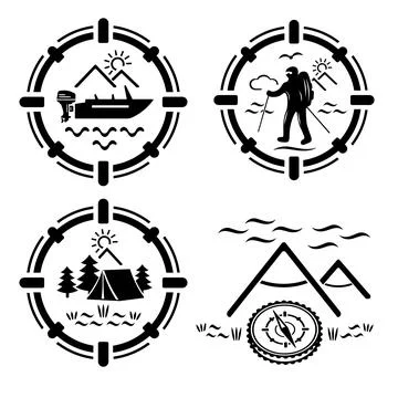 A set of vector illustrations for travel and tourism. Stock Illustration