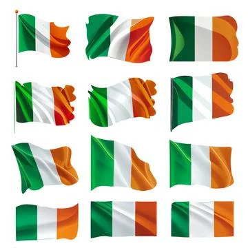 Set vector illustrtion of irish flag isolating on background Stock Illustration