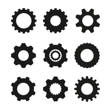 Set of  vector image machine gears and transmission parts Stock Illustration
