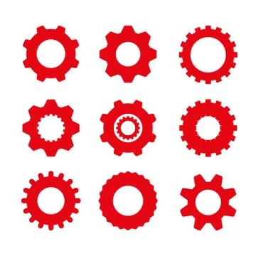 Set of  vector image machine gears and transmission parts Stock Illustration