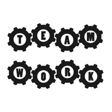 Set of  vector image machine gears symbolizes team work Stock Illustration