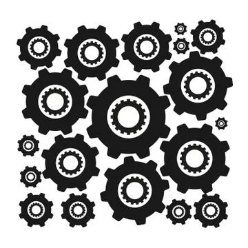 Set of  vector image machine gears and transmission parts Stock Illustration