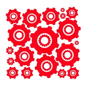 Set of  vector image machine gears and transmission parts Stock Illustration