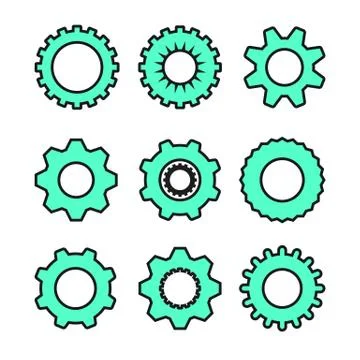 Set of  vector image machine gears and transmission parts Stock Illustration