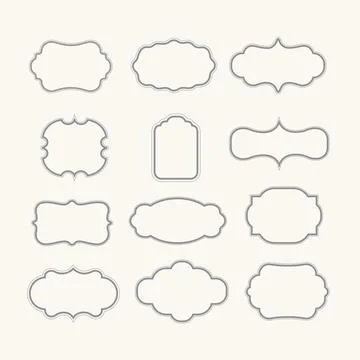 A set of vector images of empty vintage frames. A collection of geometric Stock Illustration