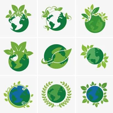 This set of vector images showcases the globe earth with an emphasis on envir Illustrazione stock