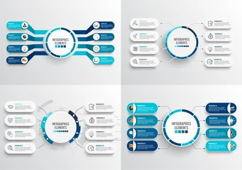 Set vector infographic template with 3D paper label, integrated circles. Busi Stock Illustration