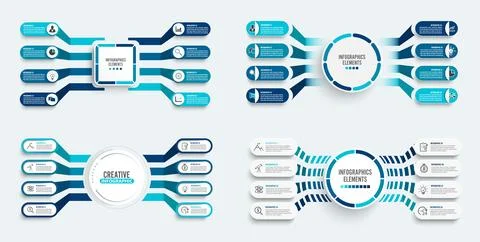 Set vector infographic template with 3D paper label, integrated circles. Bu.. Stock Illustration