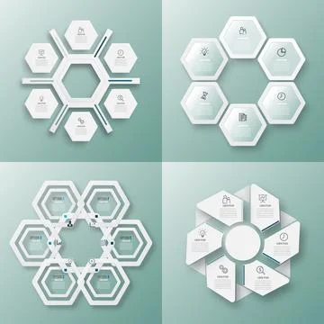 Set vector infographic template with 3D paper label, integrated circles. Bu.. Stock Illustration