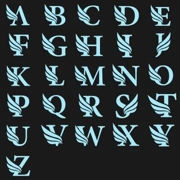 Set vector initial letter business wing logo icon corporate technology concep Illustrazione stock