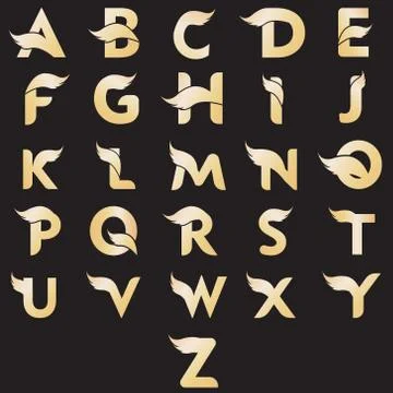 Set vector initial letter business wing logo icon corporate technology concep Stock Illustration