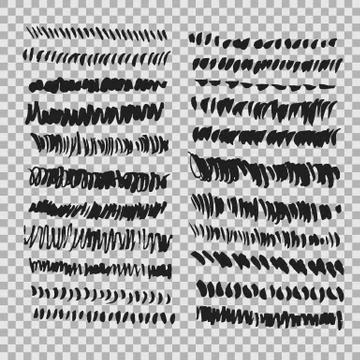 Set of vector ink borders strokes with a dry brush. Stock Illustration