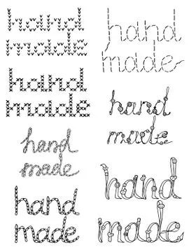 Set vector isolated element. Illustration with lettering Hand made. Stock Illustration