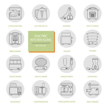 Set of vector isolated icons of kitchen appliances イラスト素材
