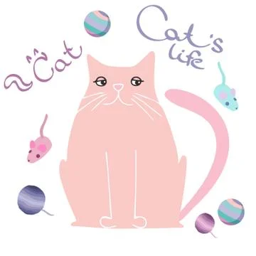 Set vector isolated multicolored cat Stock Illustration