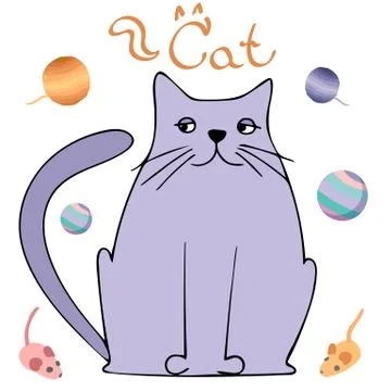 Set vector isolated multicolored cat Illustrazione stock