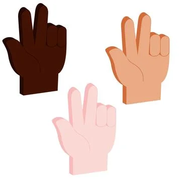 Set of vector isometric hands with two fingers up in peace or victory symbol1 Stock Illustration