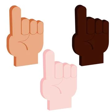 Set of vector isometric palm icon with pointing finger in three skin colors11 Stock Illustration
