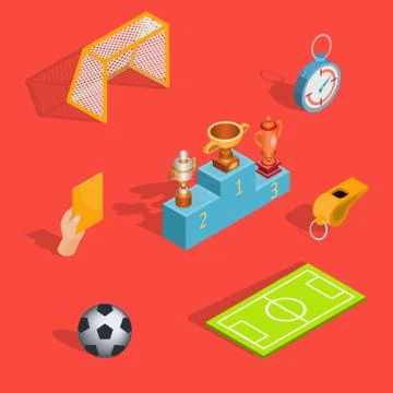 Set of vector isometric soccer icons Stock-Illustration