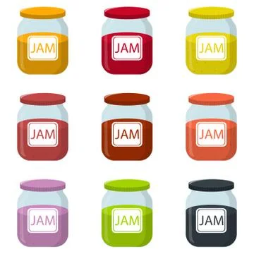 Set of Vector Jam Jar isolated on white background. Vector illustration. Stock Illustration