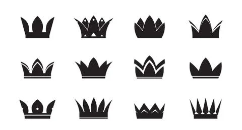 Set of vector king crowns icon on white background. Vector Illustration. Embl Illustrazione stock