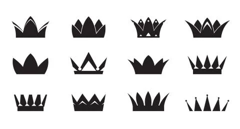Set of vector king crowns icon on white background. Vector Illustration. Embl Stock Illustration