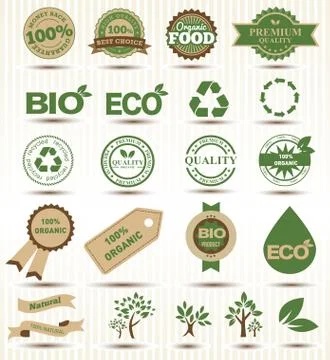 Set vector labels and emblems of ecology and environment Stock-Illustration