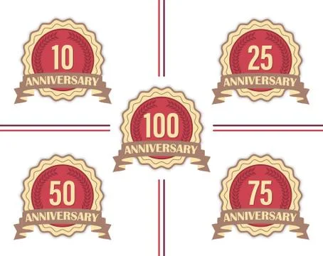 Set of vector labels for major anniversaries. Stock Illustration