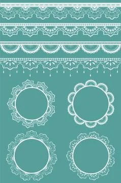 Set of vector lace ribbons and frames. Stockillustratie