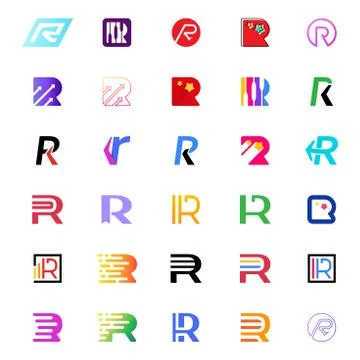 Set of vector letter r logo design template elements. Business logotype Set o Stock Illustration