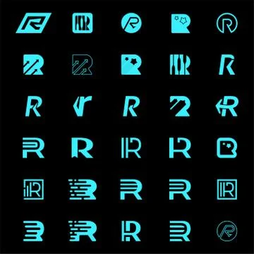 Set of vector letter r logo design template elements. Business logotype Set o 스톡 일러스트