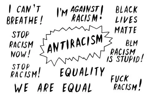 Set of vector lettering handwritten on theme of antiracism, protesting agains Stock-Illustration