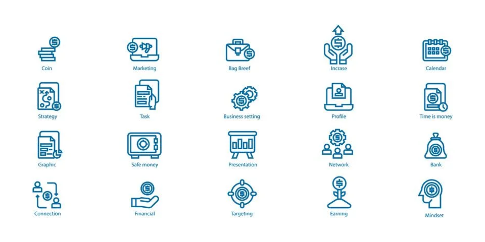 Set vector line icon in flat design with elements for mobile and web apps c.. 스톡 일러스트