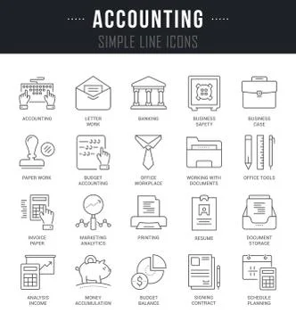 Set Vector Line Icons of Accounting. Free Stock Illustration