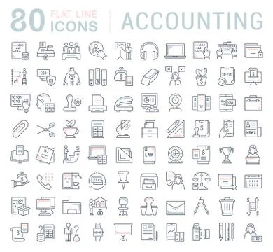 Set Vector Line Icons of Accounting. Stock Illustration