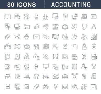 Set Vector Line Icons of Accounting. Stock Illustration