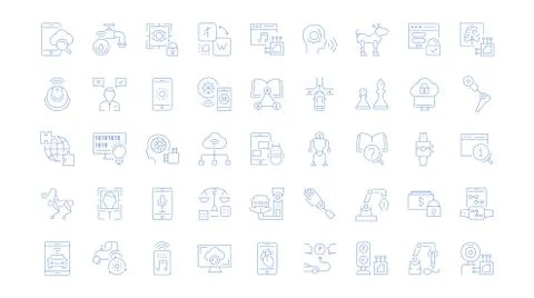 Set Vector Line Icons of Artificial Intelligence. Stock Illustration