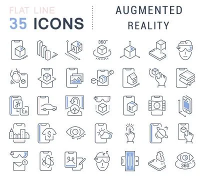 Set Vector Line Icons of Augmented Reality. Stock Illustration