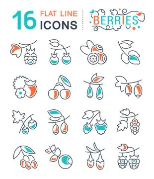 Set Vector Line Icons of Berries. Free Stock Illustration