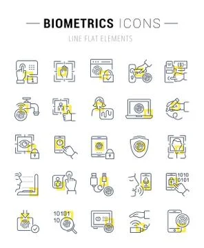 Set Vector Line Icons of Biometrics. Stock Illustration