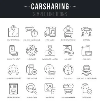 Set Vector Line Icons of Carsharing. Stock-Illustration